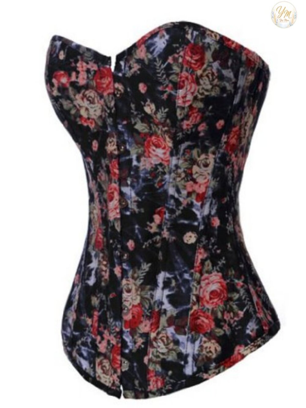 Vintage Floral Denim Overbust Corset Bustier Top
